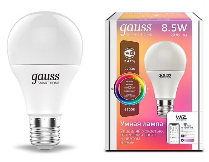 Светильник Gauss Лампа Светодиодная Smart Home RGBW E27 A60 8.5 Вт 2700-6500K, Лампа Светодиодная Smart Home RGBW E27 A60 8.5 Вт 2700-6500K
Светильник Gauss Лампа Светодиодная Smart Home RGBW E27 A60 8.5 Вт 2700-6500K, Лампа Светодиодная Smart Home RGBW E27 A60 8.5 Вт 2700-6500K
