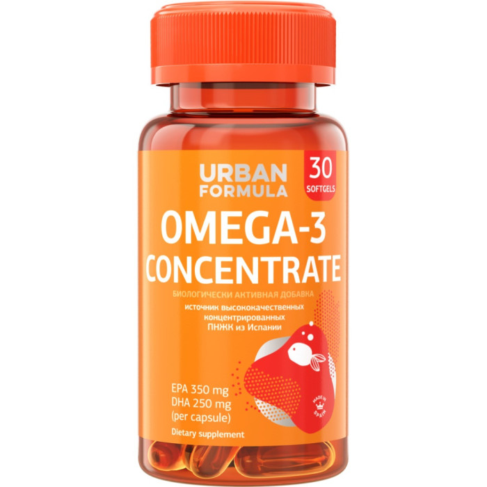 Urban Formula Омега-3 концентрат ДГК ЭПК 30 капсул, Омега-3 концентрат ДГК ЭПК 30 капсул
Urban Formula Омега-3 концентрат ДГК ЭПК 30 капсул, Омега-3 концентрат ДГК ЭПК 30 капсул