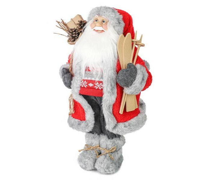 Maxitoys Дед Мороз в красной шубке с лыжами и подарками 60 см