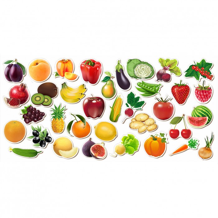 Запоминай слова легко. Овощи, фрукты, ягоды. Тематические картинки на английском языке (25 штук)