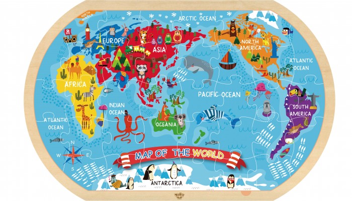 Деревянная игрушка Tooky Toy Пазл Карта мира 112384 карта мира политическая 117х80 см 1 28м с ламинацией интерактивная европодвес brauberg 112384