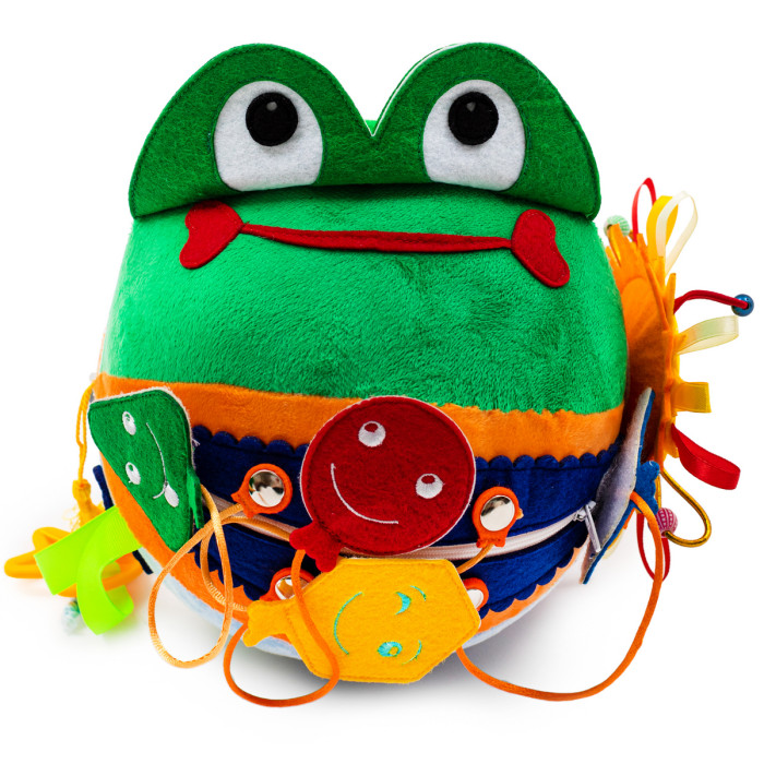 Развивающие игрушки Evotoys Мягкий бизиборд мячик Лягушонок макси цена и фото