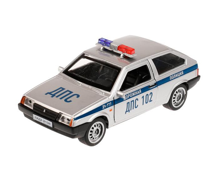 Технопарк Машина металлическая со светом и звуком Lada 2108 Спутник Полиция 12 см