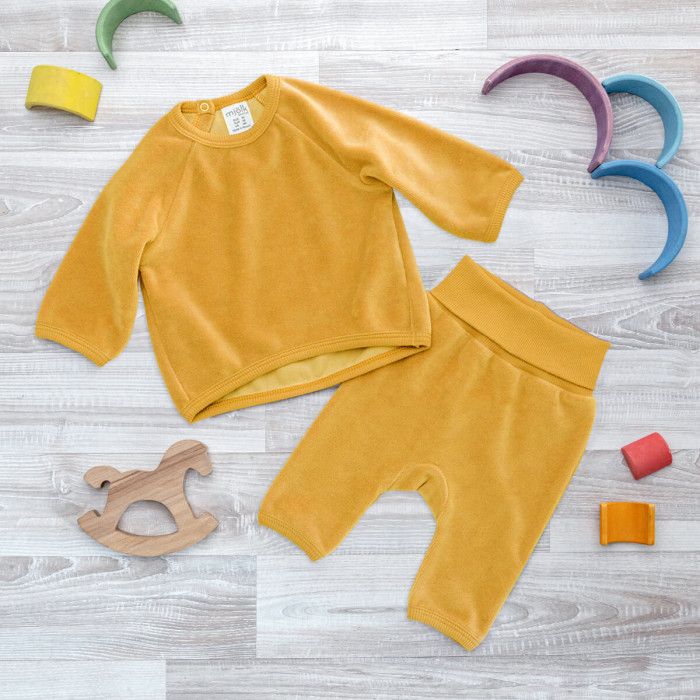 Комплекты детской одежды Mjolk Велюровый комплект Mustard комплекты детской одежды mjolk велюровый комплект white sand