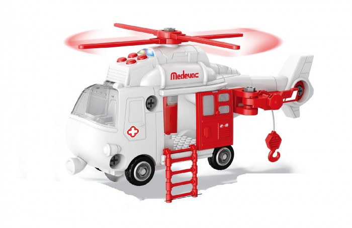 Вертолеты и самолеты Funky Toys Спасательный вертолет-конструктор 32 см вертолет dickie toys air patrol спасательный 3308373 41 см желтый красный