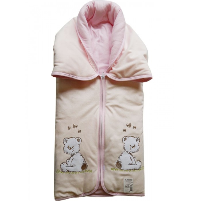  Папитто Конверт-одеяло на молнии с вышивкой 82х92 - Розовый