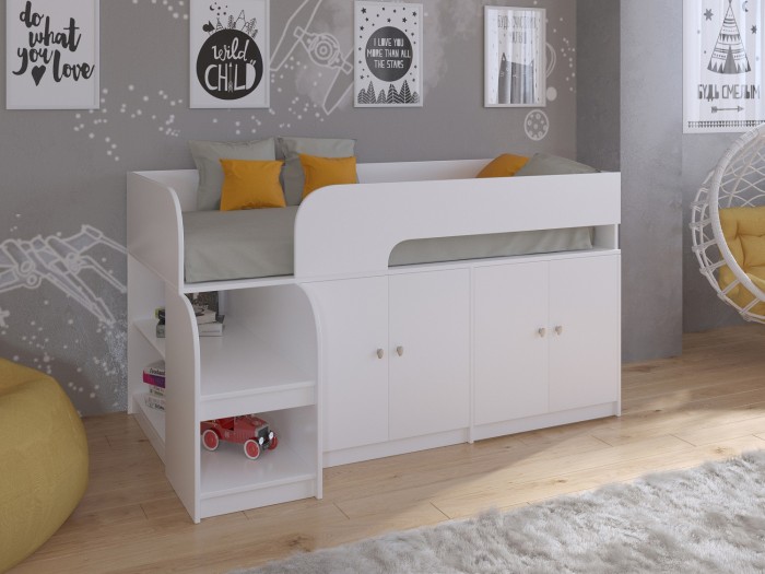 Кровати для подростков РВ-Мебель чердак Астра 9/2 (белый) кровати для подростков рв мебель чердак астра 7