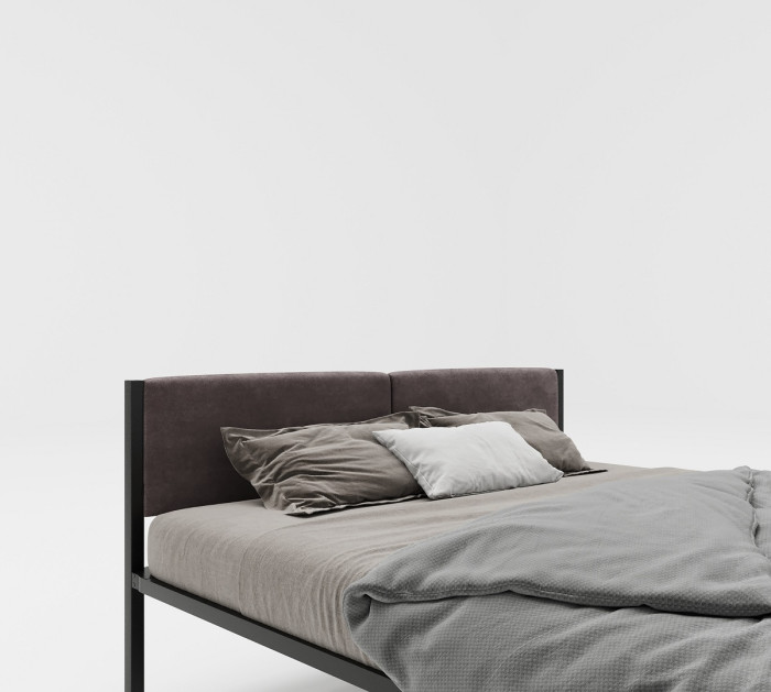 Подростковая кровать ROOMIROOM двуспальная металлическая с мягким изголовьем Вивальди 200х140