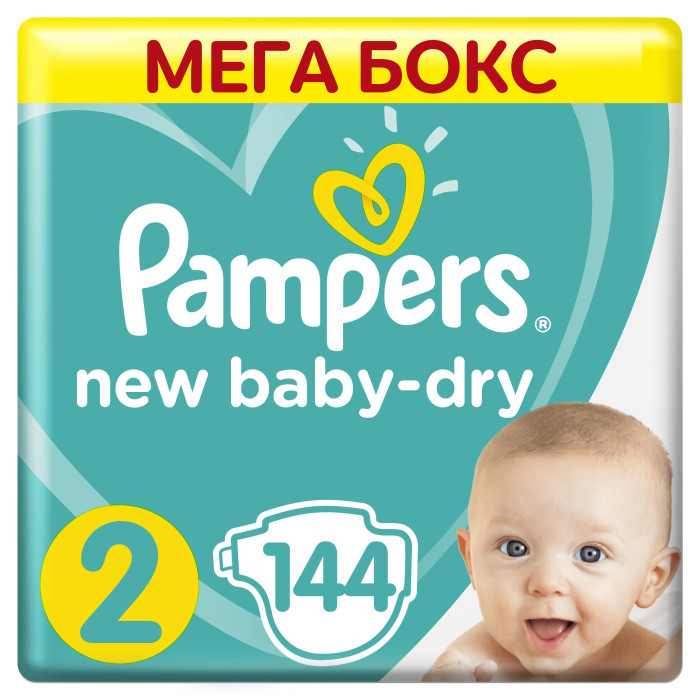  Pampers Подгузники New Baby-Dry для новорожденных р.2 (4-8 кг) 144 шт.