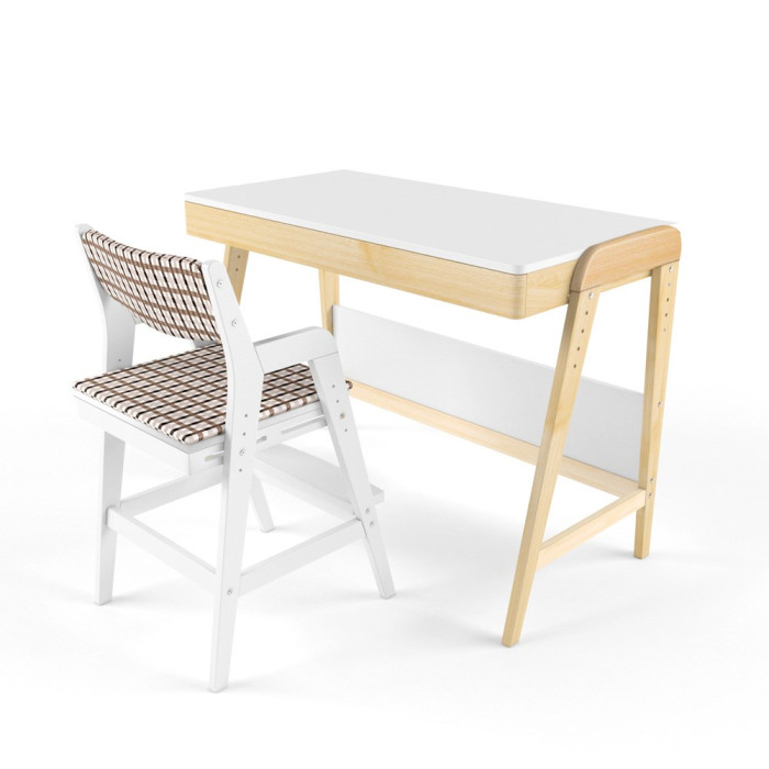 38 Попугаев Комплект растущий стол и стул с чехлом Вуди (белый/белый)