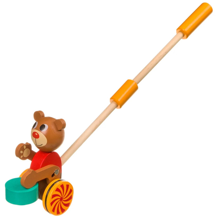 Каталка-игрушка Bondibon деревянная Мишка деревянная игрушка буратино каталка синий трактор