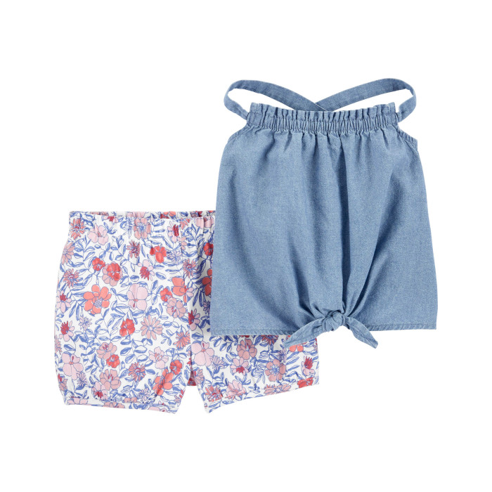 Комплекты детской одежды Carter's Комплект для девочки (топ, шорты) 2 предмета цена и фото