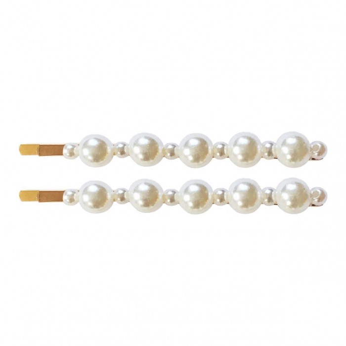 Milledeux Набор из двух невидимок с жемчугом разного размера Pearl milledeux заколка клик клак с жемчугом прямоугольная pearl