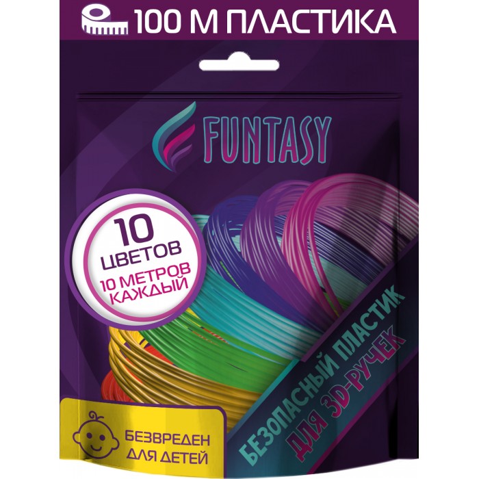 фото Funtasy набор pla-пластика для 3d-ручек 10 цветов по 10 м