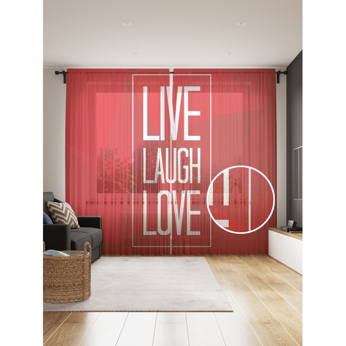 JoyArty Фототюль Live Laugh Love 2 полотна со шторной лентой + 50 крючков 145x265 см joyarty штора для ванной live laugh love 180х200 см