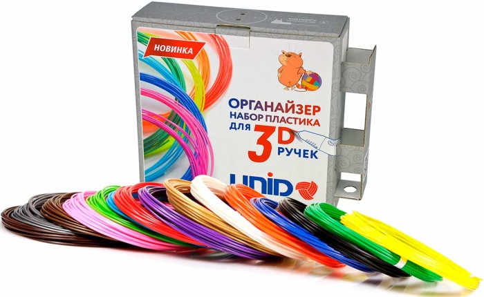 Unid Комплект пластика ABS для 3Д ручек -15 цветов в органайзере