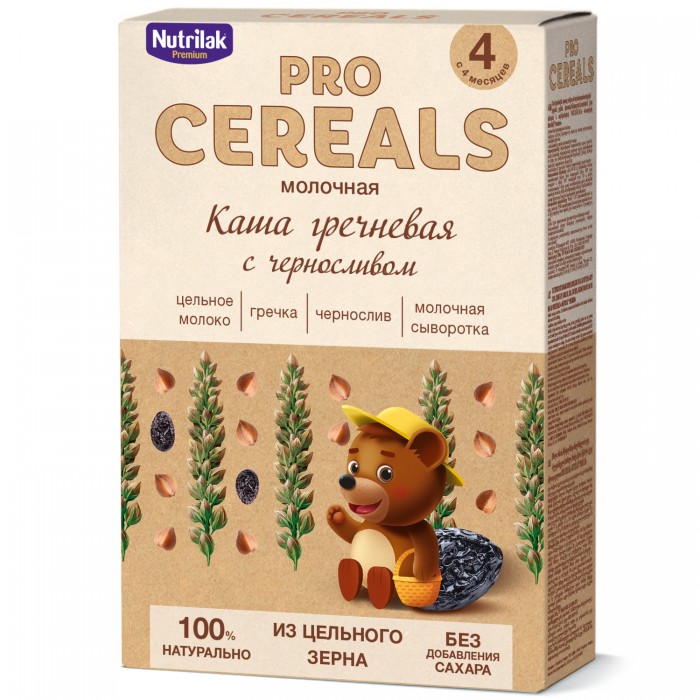 Procereals Каша молочная цельнозерновая Гречневая с черносливом с 4 ...