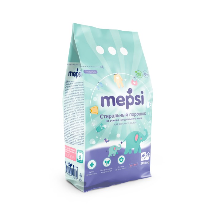Бытовая химия Mepsi Стиральный порошок на основе натурального мыла для детского белья 2400 г