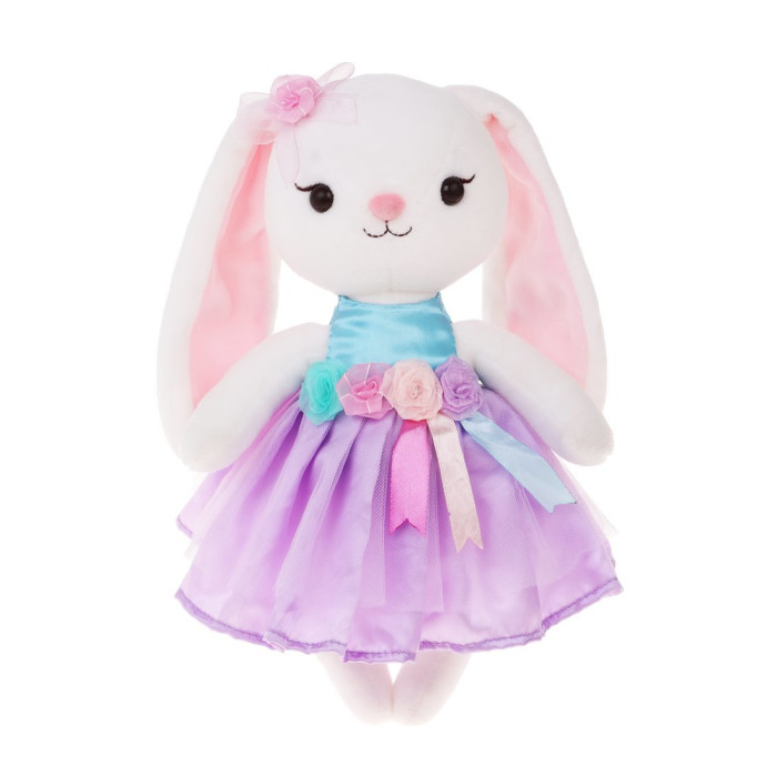 фото Мягкая игрушка angel collection зайка мишель в платье с цветами 28 см