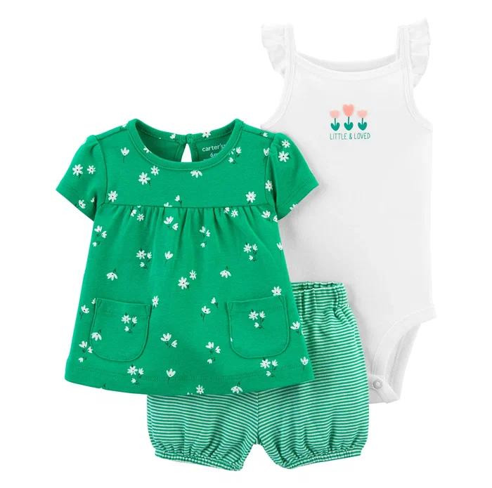 Комплекты детской одежды Carters Комплект для девочки (боди, шорты, туника) 1K480910