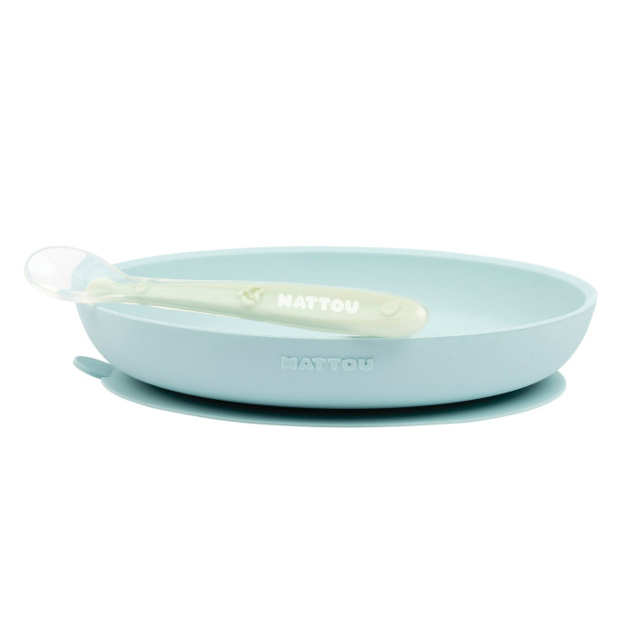 Посуда Nattou Набор посуды: тарелка, ложка посуда babyono тарелочка на присоске с дополнительной крышкой 300 мл