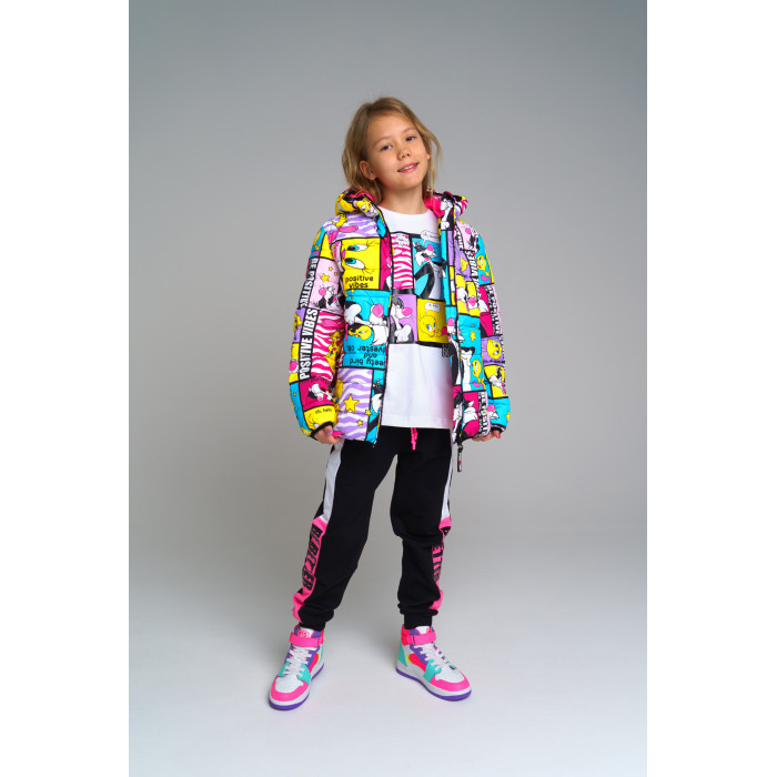 Playtoday Куртка текстильная с полиуретановым покрытием для девочки Be positive 12341032 playtoday куртка текстильная для девочек 12142105