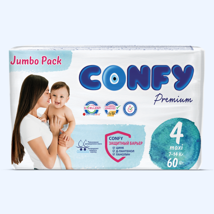  Confy Подгузники детские р.4 (7-14 кг) Jumbo 60 шт.