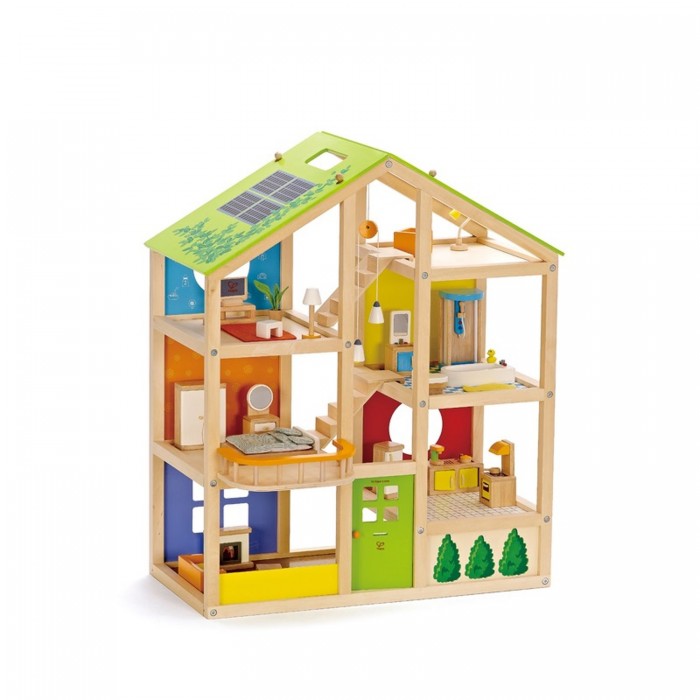 Кукольные домики и мебель Hape Кукольный дом для мини-кукол с мебелью (33 предмета) кукольные домики и мебель hape кукольный дом полицейский участок