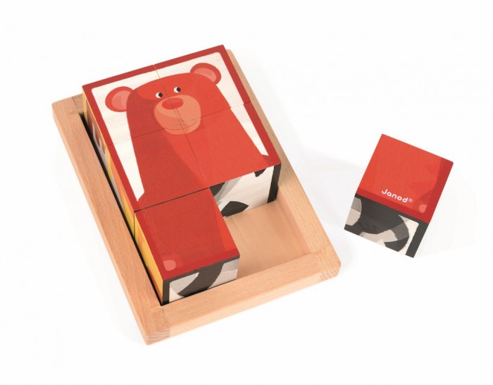 Деревянная игрушка Janod Кубики Лесные животные (6 элементов) janod набор для творчества hachette животные саванны декорируем песком