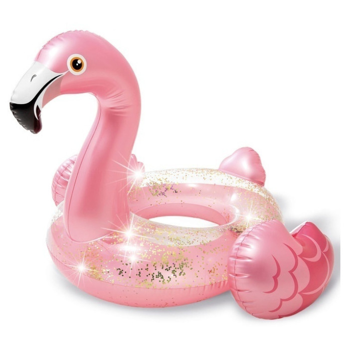 Круги и нарукавники для плавания Intex Надувной круг Фламинго блестящий 119х97 см фото