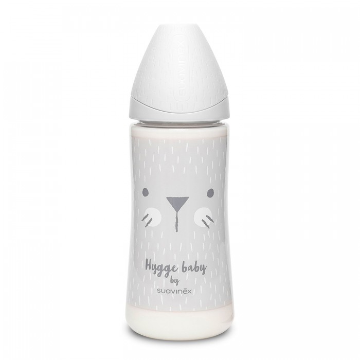 Бутылочка Suavinex Hugge Baby с круглой силиконовой соской (3 позиции) 360 мл бутылка suavinex hugge baby серый зайка с точками 360 мл