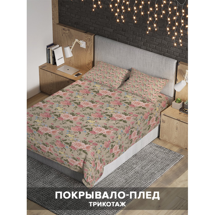 Ambesonne Покрывало на 1.5-спальную кровать Нежные розовые цветы 220х160 и две наволочки 70x50