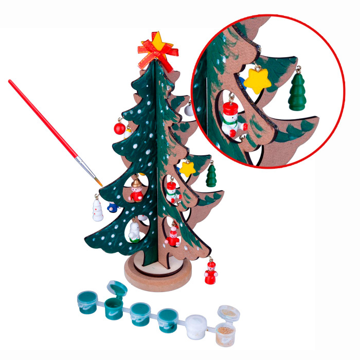 Заготовки под роспись Bondibon Новогодняя ёлочка-раскраска с игрушками наборы для творчества bondibon набор деревянная ёлочка с 3d игрушками 22 5 см