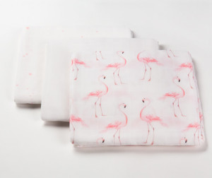 Пеленка Firstday муслиновая для новорожденных 80x80 см 3 шт. - Flamingo star
