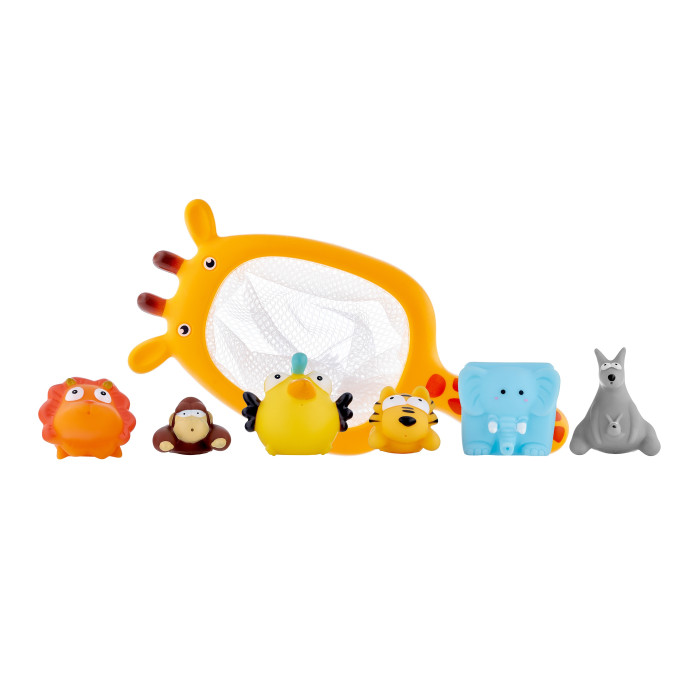 ROXY-KIDS Набор игрушек для ванны с сачком Сафари 7 шт