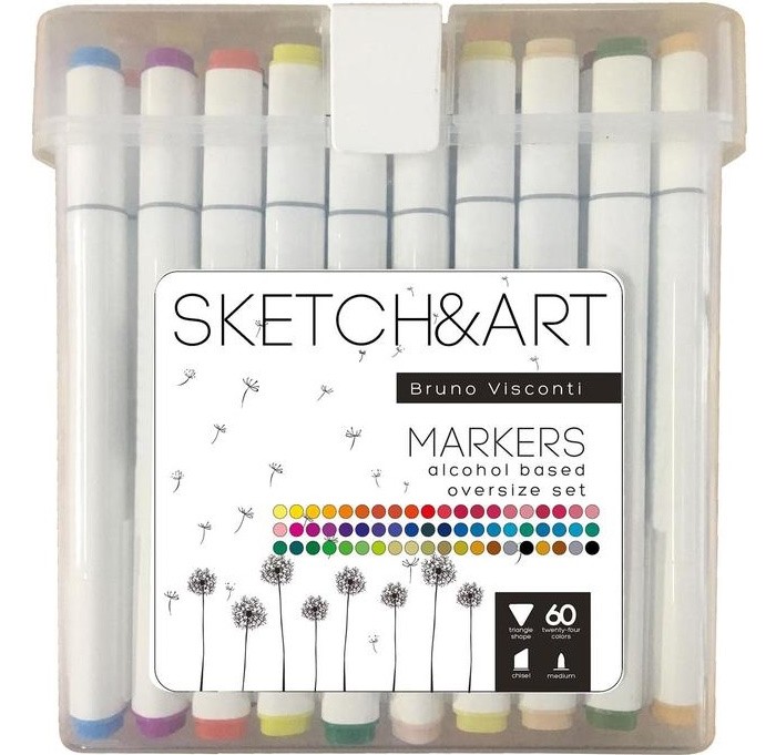 

Sketch&Art Набор маркеров двухсторонних Мега 60 цветов, Набор маркеров двухсторонних Мега 60 цветов