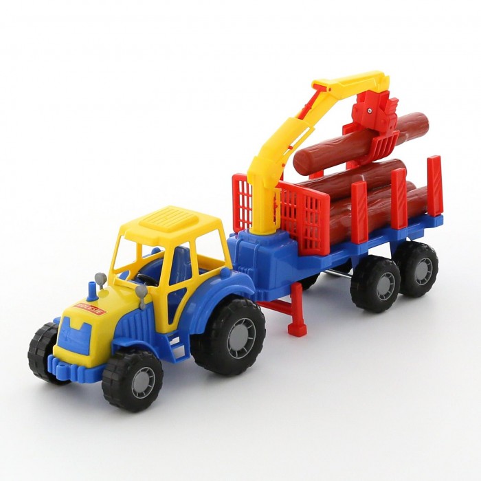 Машины Полесье Трактор с полуприцепом-лесовозом Мастер детская игрушка трактор с зеленым прицепом овечкой