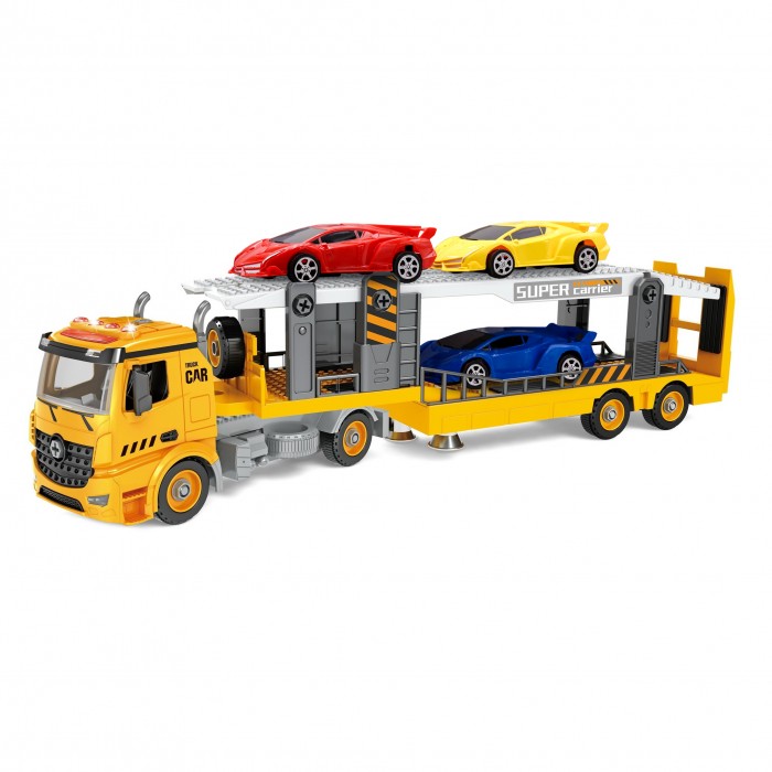 Машины Funky Toys Транспортер-конструктор фрикционный с 3-мя машинками 59.5 см