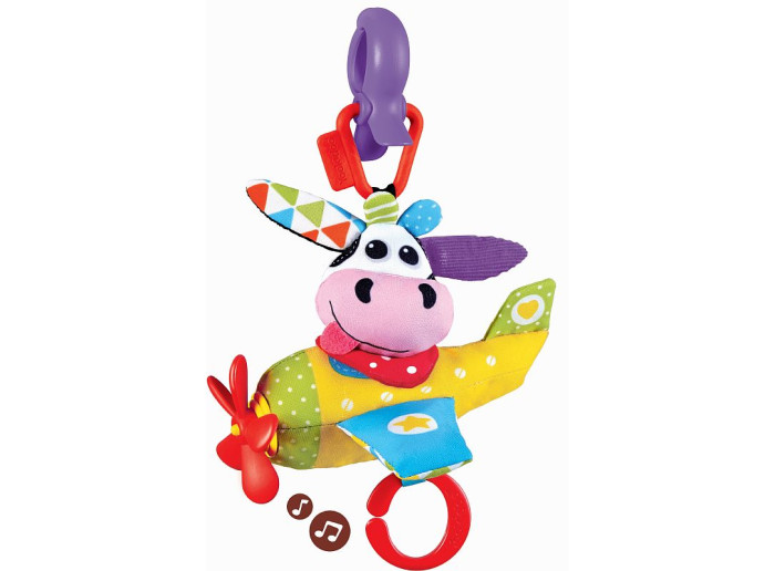 Подвесная игрушка Yookidoo Коровка в самолете мягкая музыкальная погремушка yookidoo коровка