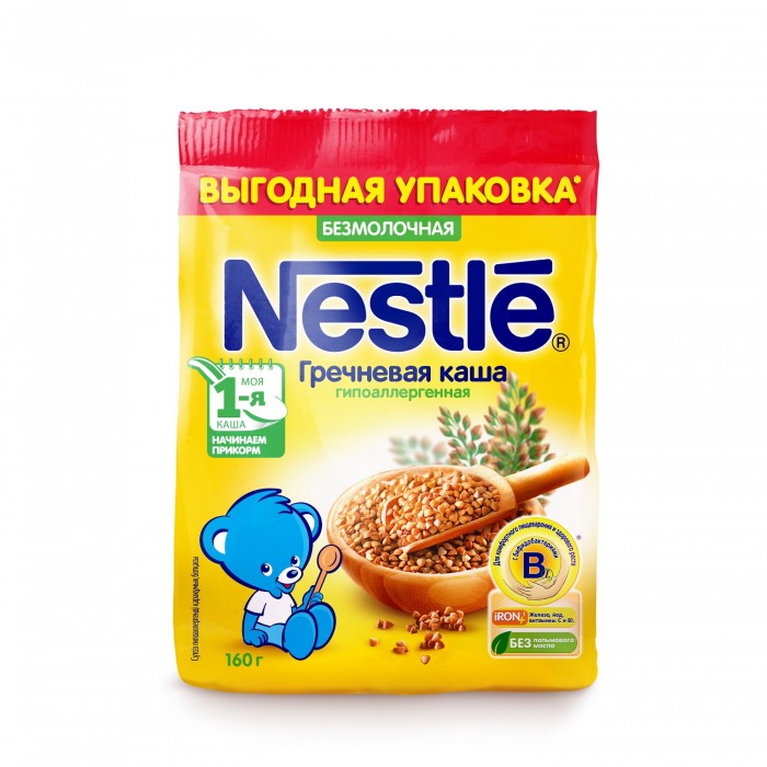 Каша Nestle гречневая безмолочная, 200 гр 4+ мес