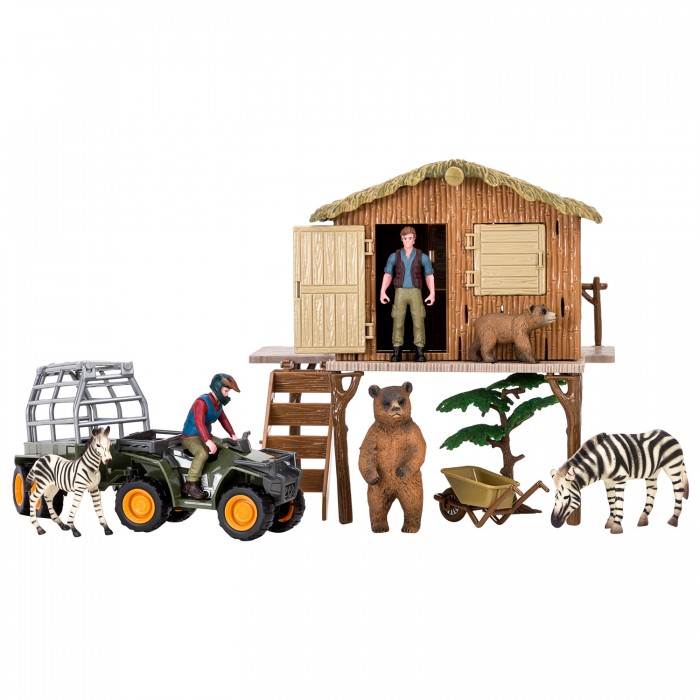 Masai Mara Набор фигурок животных На ферме (ферма, зебры, медведи, квадроцикл, фермер, инвентарь) nikko набор farm трактор прицеп и аксессуары