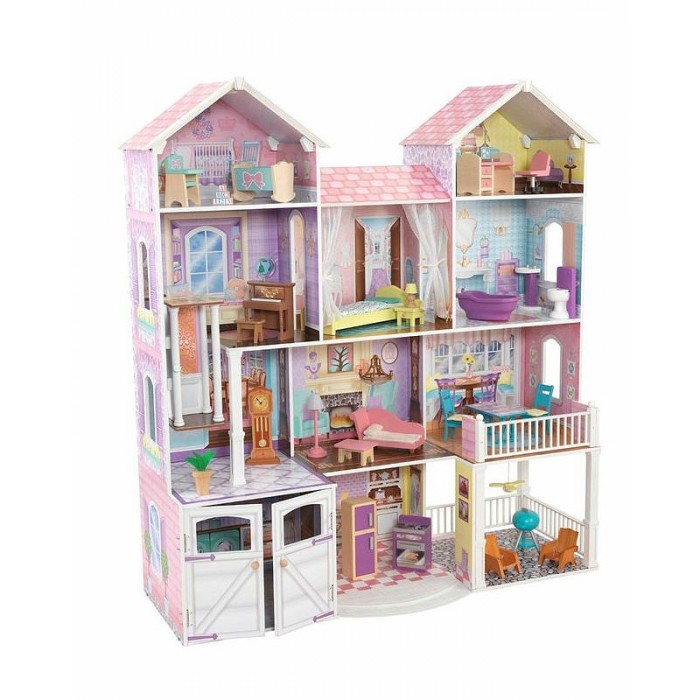 Кукольные домики и мебель KidKraft Дом для классических кукол до 32 см Загородная усадьба с мебелью кукольные домики и мебель kidkraft трехэтажный дом для кукол барби аннабель