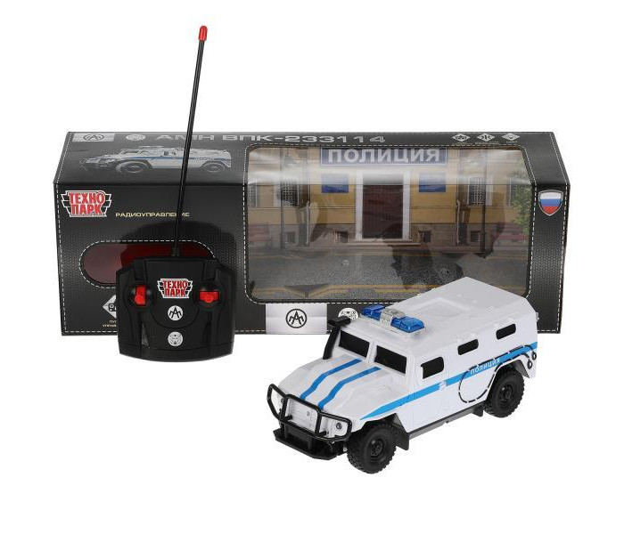 Радиоуправляемые игрушки Технопарк Машина радиоуправляемая АМН ВПК-233114 Тигр Полиция машина на радиоуправлени амн впк 233114 полиция 21 см свет бел кор технопарк в кор 24шт