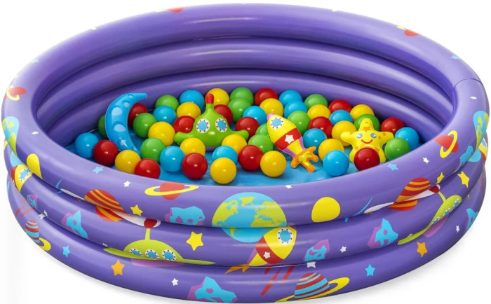Бассейны Bestway детский надувной 102х25см Галактика с мячами и игрушками, 101л
