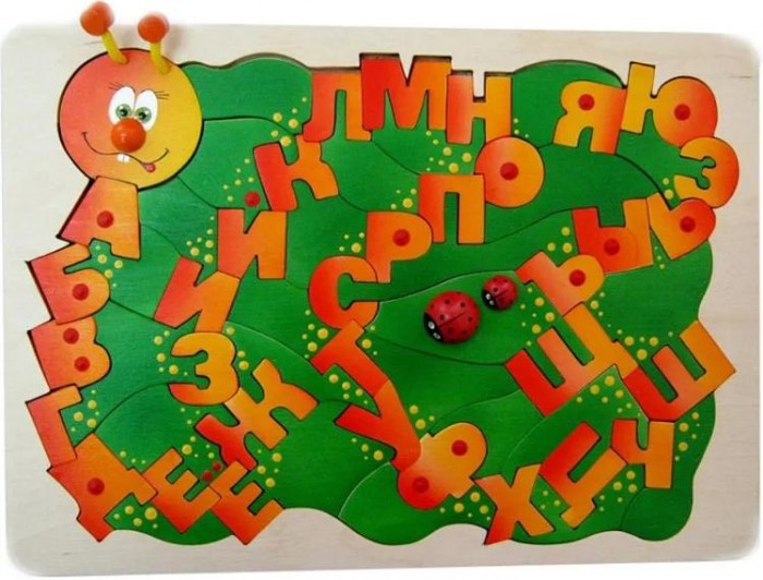 Деревянная игрушка Крона Мозаика-вкладыш Буквоежка (59 деталей) игровой коврик экопромторг мягкий пол развивающий буквы и цифры 48 деталей 10x10 см
