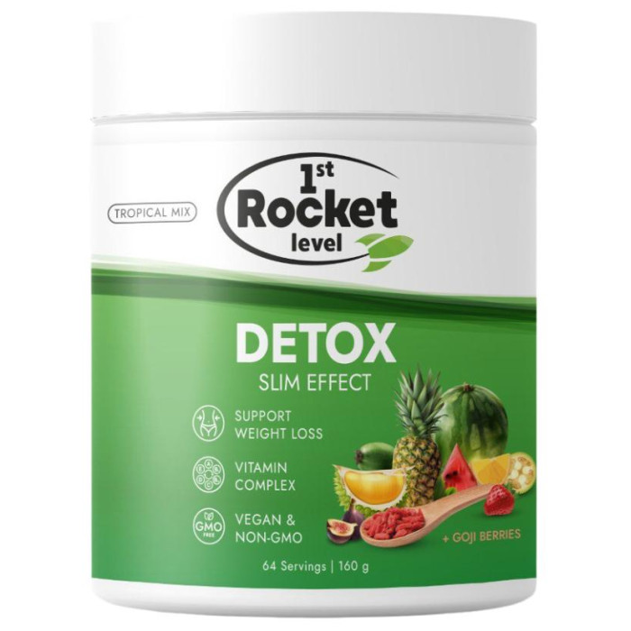1st Rocket Level Дренажный напиток Detox Slim Effect Тропический микс с ягодами Годжи 160 г 4610141211348 - фото 1