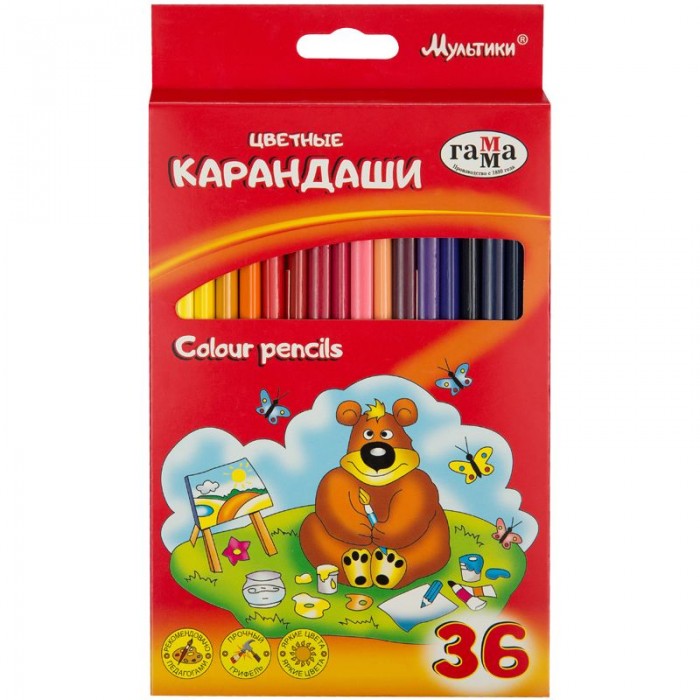 фото Гамма карандаши цветные мультики 36 цветов