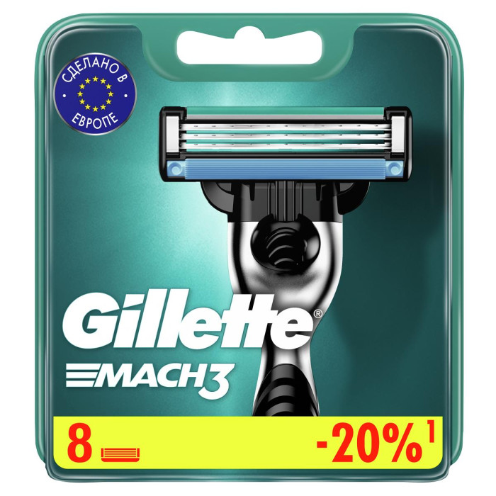 Gillette Сменные кассеты для мужской бритвы Mach3 с 3 лезвиями 8 шт. 81668338 - фото 1