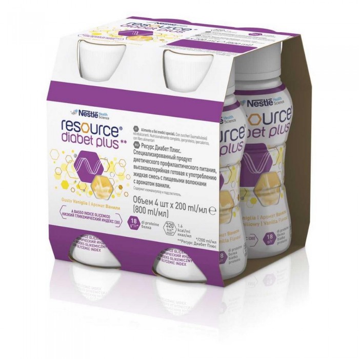  Nestle Health Science Resource Diabet Plus Жидкая смесь с ароматом ванили c 6 лет 200 мл
