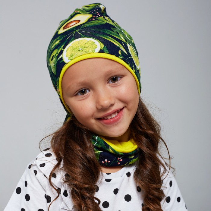Шапки, варежки и шарфы Tuot Шапка двухслойная Aвокадо со снудом цена и фото